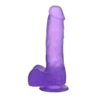 17,5 cm Belden Bağlamalı Şeffaf Realistik Damarlı Vantuzlu Mor Dildo Penis - Görsel 2