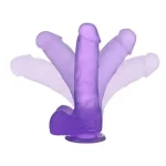 17,5 cm Belden Bağlamalı Şeffaf Realistik Damarlı Vantuzlu Mor Dildo Penis - Görsel 3