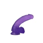 17,5 cm Belden Bağlamalı Şeffaf Realistik Damarlı Vantuzlu Mor Dildo Penis - Görsel 4