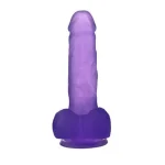 17,5 cm Belden Bağlamalı Şeffaf Realistik Damarlı Vantuzlu Mor Dildo Penis - Görsel 5