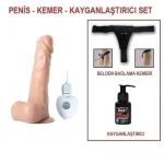 17,5 cm Belden Bağlamalı Titreşimli Realistik Dildo Penis Set - Görsel 16