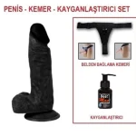 17 cm Belden Bağlamalı Realistik Dildo Zenci Penis Set