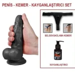 17 cm Belden Bağlamalı Realistik Dildo Zenci Penis Set