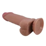 19,4 cm Kıkırdak Yapılı Çift Katmanlı Gerçekçi Dildo Penis - Görsel 5