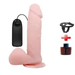 19,5 cm Belden Bağlamalı Titreşimli Vibratör Realistik Penis Dildo - Dong