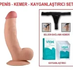 20 cm Belden Bağlamalı Realistik Dildo Penis Set