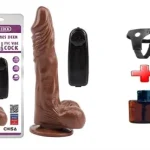 21,5 cm Belden Bağlamalı Gerçekçi Titreşimli Melez Dildo Vibratör Penis