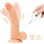 21,5 cm Belden Bağlamalı İçi Dolu Titreşimli Strapon Dildo - Görsel 3