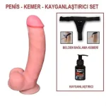 21 cm Belden Bağlamalı Realistik Dildo Penis Set - Görsel 2