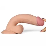 22 cm Belden Bağlamalı Gerçekçi Çift Katmanlı Titreşimli Silikon Penis - Görsel 3