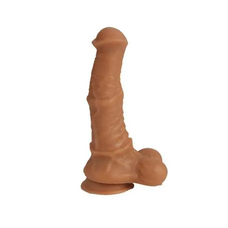 24 cm Et Dokulu Gerçekçi Çift Katmanlı Sünnetsiz Silikon Melez Penis