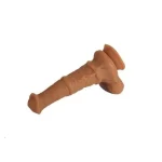 24 cm Et Dokulu Gerçekçi Çift Katmanlı Sünnetsiz Silikon Melez Penis - Görsel 3