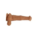 24 cm Et Dokulu Gerçekçi Çift Katmanlı Sünnetsiz Silikon Melez Penis - Görsel 4
