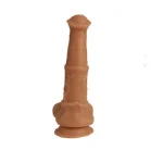 24 cm Et Dokulu Gerçekçi Çift Katmanlı Sünnetsiz Silikon Melez Penis - Görsel 5