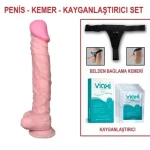 25 cm Belden Bağlamalı Realistik Dildo Penis Set