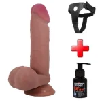 Belden Bağlamalı 20,5 cm Çift Katmanlı Gerçekçi Dildo Penis