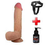 Belden Bağlamalı 23,4 cm Çift Katmanlı Gerçekçi Dildo Penis