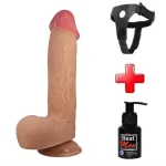 Belden Bağlamalı 23,4 cm Çift Katmanlı Gerçekçi Dildo Penis