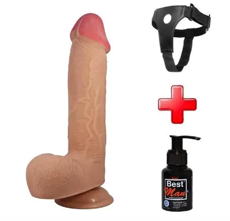 Belden Bağlamalı 23,4 cm Çift Katmanlı Gerçekçi Dildo Penis