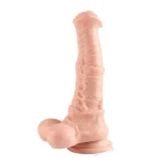 Belden Bağlamalı 24 cm Et Dokulu Gerçekçi Çift Katmanlı Sünnetsiz Silikon Penis - Görsel 2