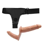 Belden Bağlamalı Çift Taraflı İçi Dolu Strapon Penis - Görsel 12