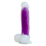 Belden Bağlamalı Gece Parlayan Fosforlu 21 cm Realistik Vantuzlu Şeffaf Dildo Penis Mor - Görsel 3