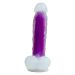 Belden Bağlamalı Gece Parlayan Fosforlu 21 cm Realistik Vantuzlu Şeffaf Dildo Penis Mor - Görsel 4