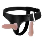 Belden Bağlamalı İçi Dolu Çift Strapon Penis - Görsel 6