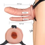 Belden Bağlamalı Titreşimli 17 cm İçi Boş İkili Çatal Strapon Penis - Görsel 3