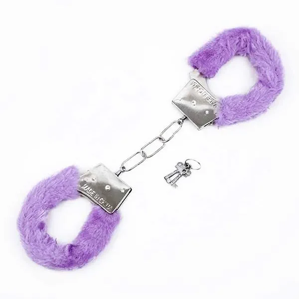 Censan Fetiş Fantezi Mor Peluşlu Metal Kelepçe