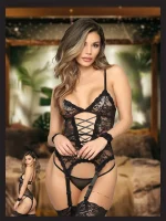 As Erotik Kelepçeli Dantelli Jartiyer Takımı Seksi Fantezi - Görsel 7
