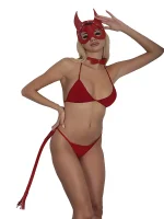 As Erotik Kırmızı Maskeli Deri 3&apos;lü Harness Set Takım + İç Çamaşır Takımı - Görsel 7