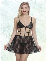 As Erotik Siyah Dantel Detaylı Etekli Fantezi Kostüm - Görsel 6