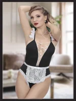 As Erotik Siyah Dantel Detaylı Seksi Fantezi Hizmetçi Kostümü - Görsel 7