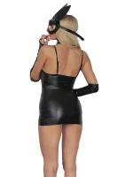 As Erotik Siyah Deri Fantezi Kostüm Tavşan Harness Erotik Elbise - Görsel 9