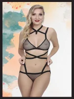 As Erotik Siyah File Detaylı Fantezi İç Çamaşır Takımı - Görsel 5