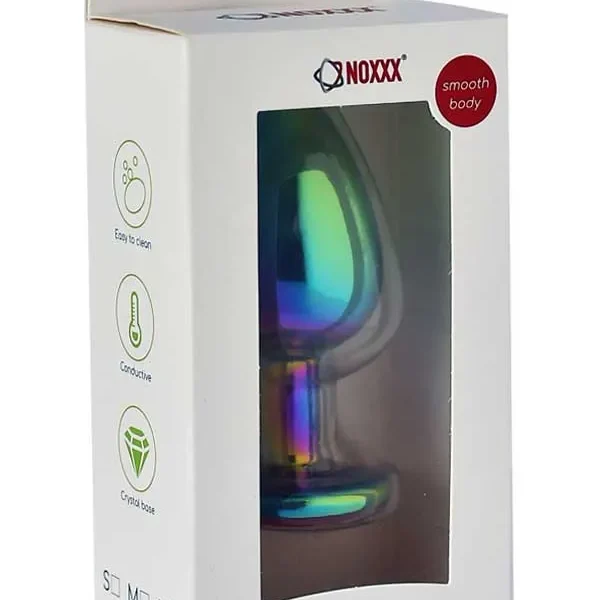 As Erotik Taşlı Çok Renkli Çelik Anal Plug - Büyük Boy