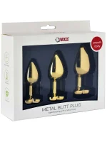 Noxxx Altın Renkli Kalpli Çelik Anal Plug 3 Boy Set