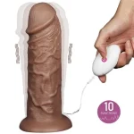 Yeni Nesil Belden Bağlamalı Çift Katmanlı 10 Titreşim Fonksiyonlu 26,6 cm Realistik Kalın Dildo Melez Penis - Görsel 3