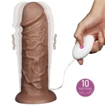 Yeni Nesil Çift Katmanlı 10 Titreşim Fonksiyonlu 26,6 cm Realistik Kalın Dildo Melez Penis - Görsel 2