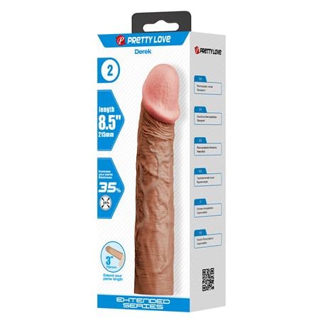 7,6 cm Dolgulu Premium Melez Rengi Silikon Penis Kılıfı - Derek