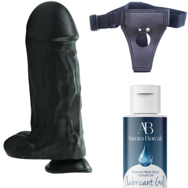 As Erotik Belden Bağlamalı Kayganlaştırıcı Set Noctis 27cm Siyah Dildo No:2