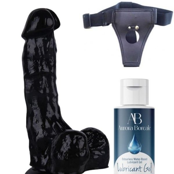 As Erotik Belden Bağlamalı Kayganlaştırıcı Set Noctis 18cm Siyah Dildo No:5