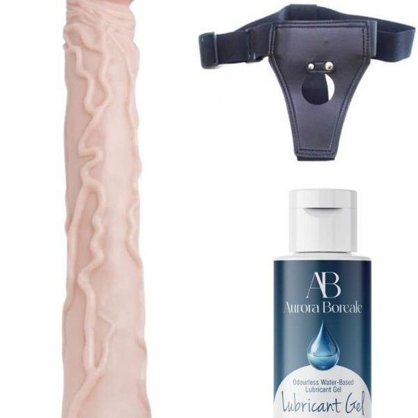 As Erotik Belden Bağlamalı Kayganlaştırıcı Set Noctis 34,5cm Realistik Dildo No:7