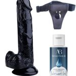 As Erotik Belden Bağlamalı Kayganlaştırıcı Set Noctis 20cm Siyah Dildo No:17
