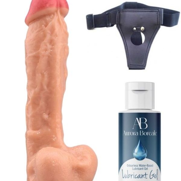 As Erotik Belden Bağlamalı Kayganlaştırıcı Set Noctis 23cm Realistik Dildo No:22