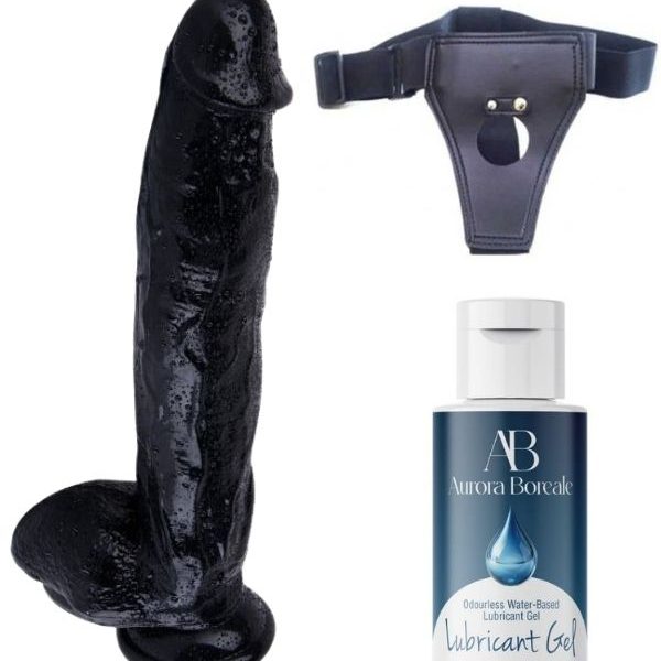 As Erotik Belden Bağlamalı Kayganlaştırıcı Set Noctis 32cm Siyah Dildo No:23