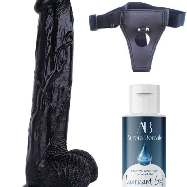 As Erotik Belden Bağlamalı Kayganlaştırıcı Set Noctis 30cm Siyah Dildo No:26