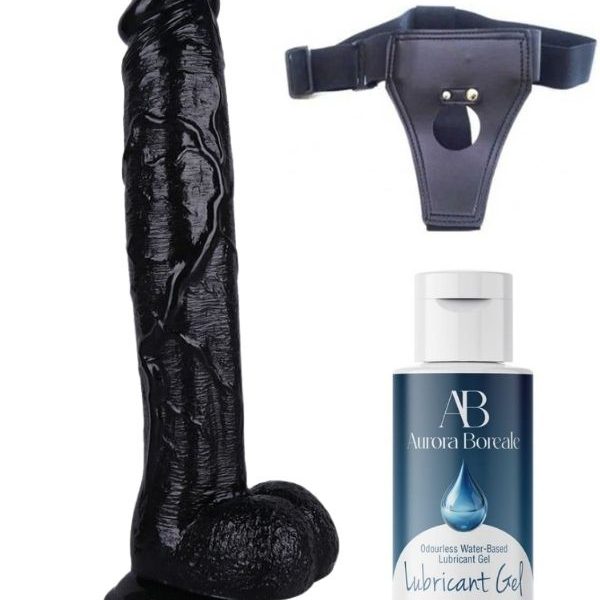 As Erotik Belden Bağlamalı Kayganlaştırıcı Set Noctis 30cm Siyah Dildo No:39