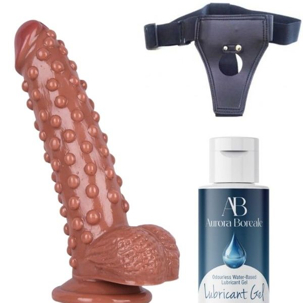 As Erotik Belden Bağlamalı Kayganlaştırıcı Set Noctis 24cm Kahverengi Dildo No:40